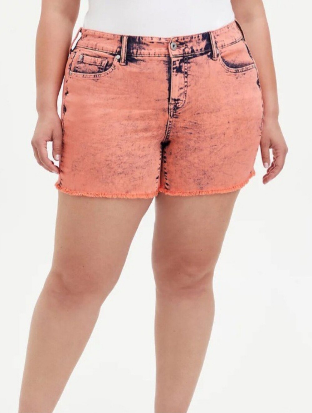 NWOT Torrid Mid Rise Acid Washed Coral Denim Jean Shorts Size 22